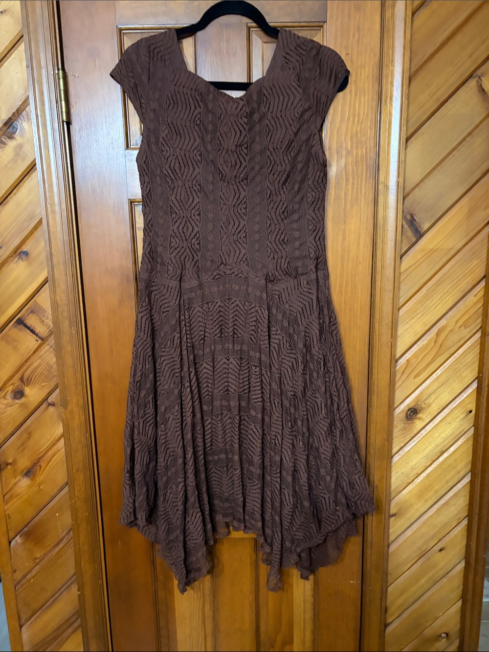 Rabbit Rabbit Rabbit Brown Midi Lace Fit & Flare Dress - Picture 4 of 5